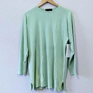 Vintage Jessica Stevens Ribbed Crew Neck Sweater, Mint Green, Large
